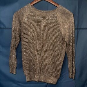Express glittery brown 3/4 sleeve sweater